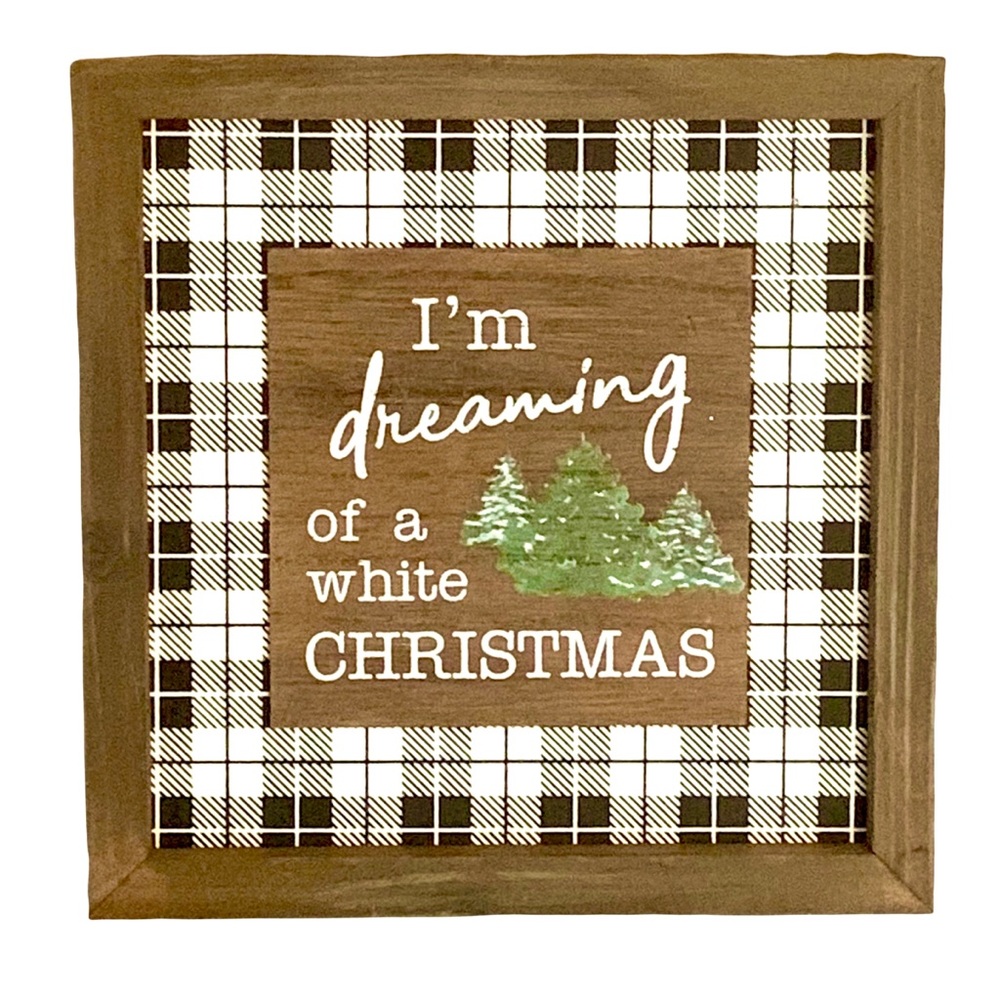 I’m Dreaming of a White Christmas Black & White Buffalo Check Wood Wall Decor